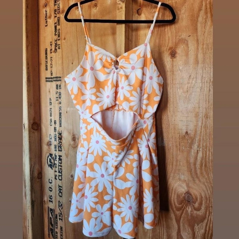 Orange and White Floral Romper